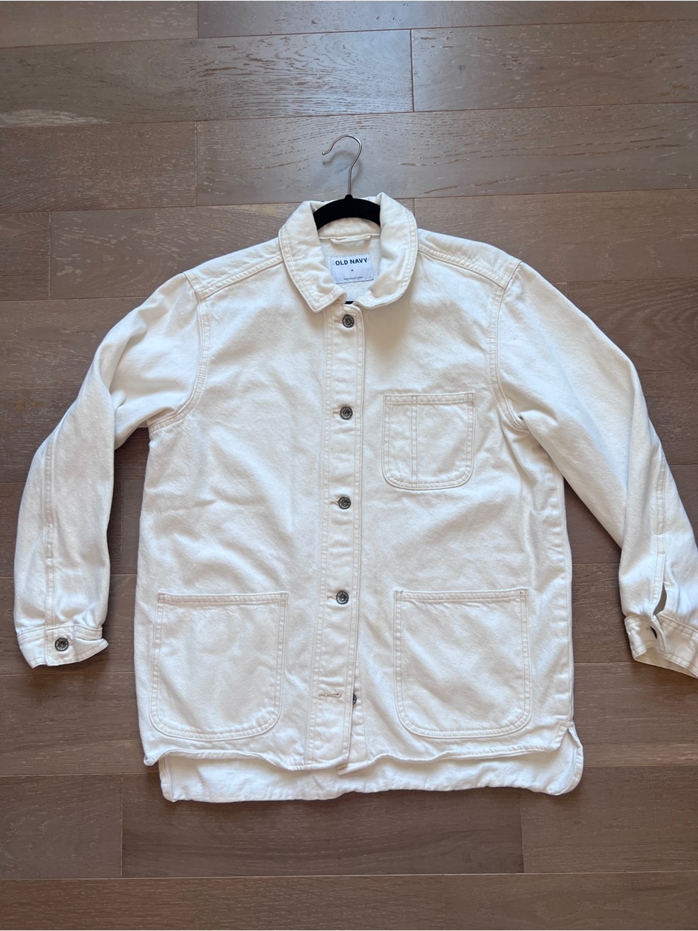 Old Navy Women's Cream Off-White Button-Up Jean Jacket